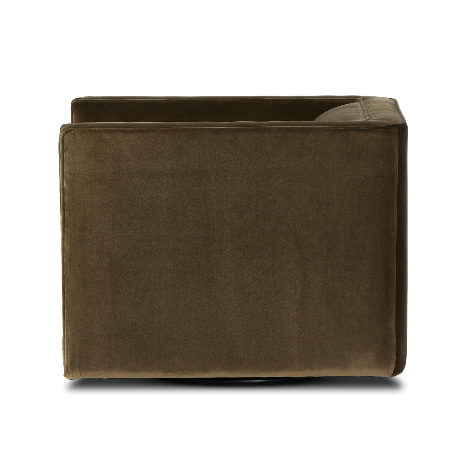 Gigi Pine Genuine Leather Swivel Club Chair, Surrey Olive Velvet