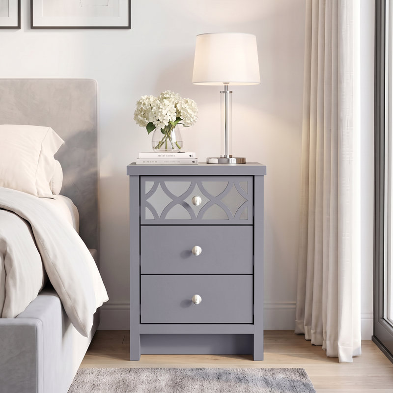 IrisVibe 3 Drawer Bedside Table, Grey