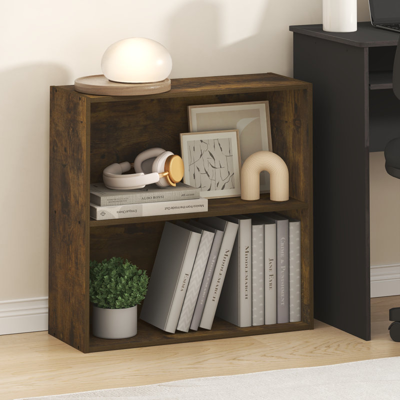 Bibliothèque Malm, bibliothèque à 2 niveaux, bibliothèque avec tablettes ouvertes, 9,5 x 24,6 x 23,7, pour salon, chambre à coucher, bureau personnel, pin ambre