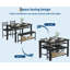 Ensemble de salle à manger 4 pièces, table avec tablettes de rangement, 2 chaises et 1 banc, rustique industriel, noir-2026588231