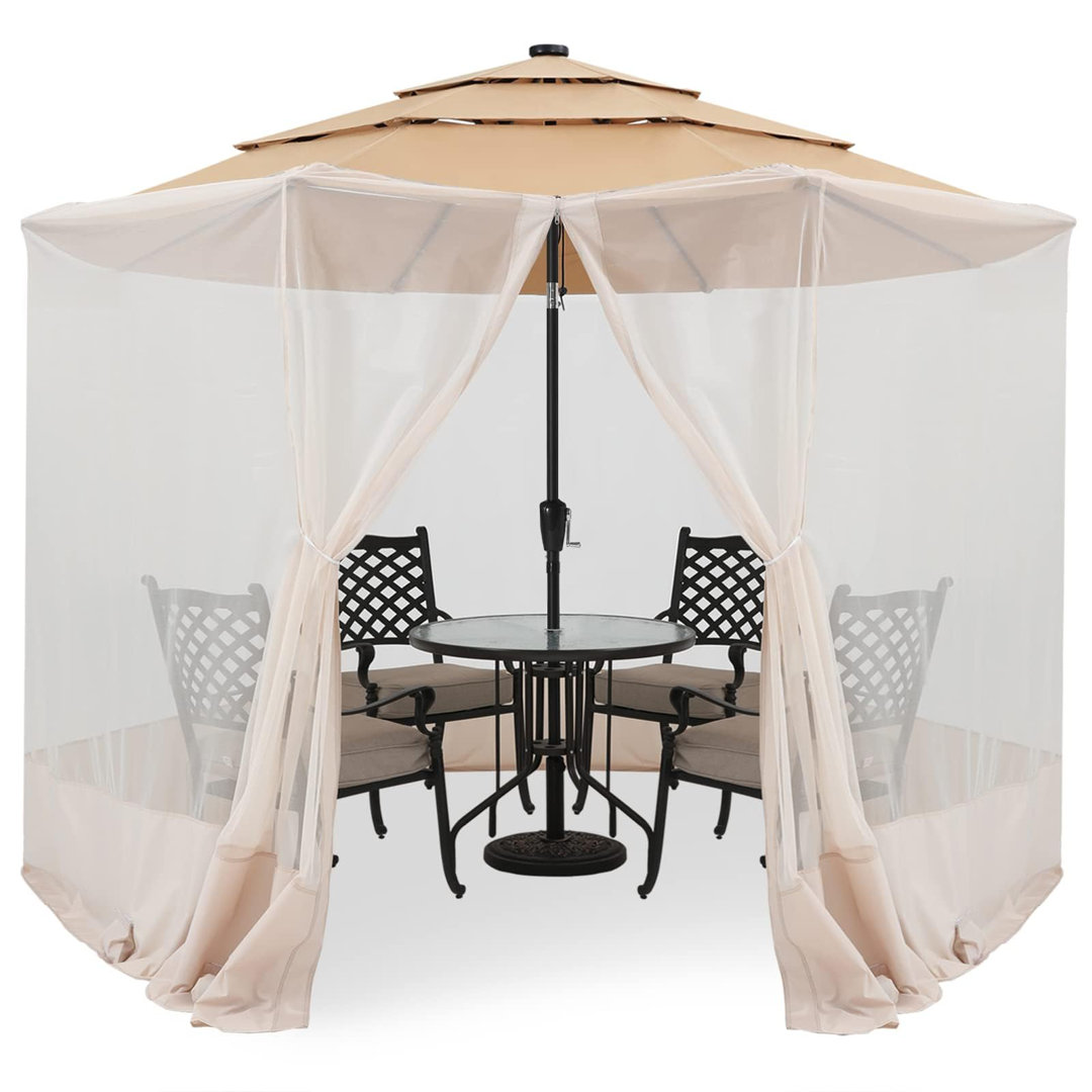 Otger 7.5-11 ft Patio Umbrella Mosquito Net Screen Mesh with Zipper Arlmont & Co.