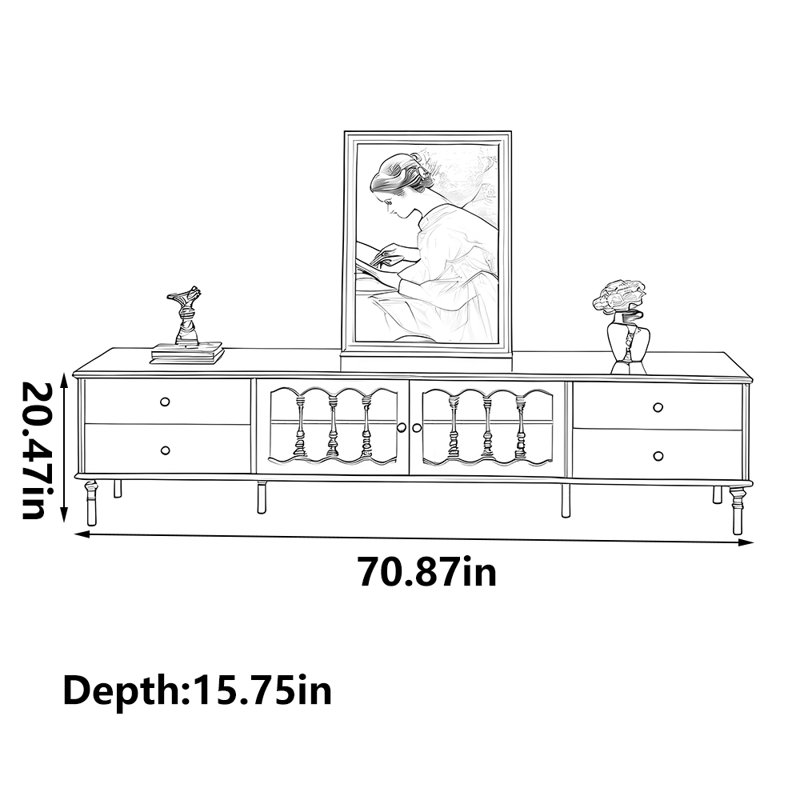 Meuble télé rétro classique durable, 70.87"