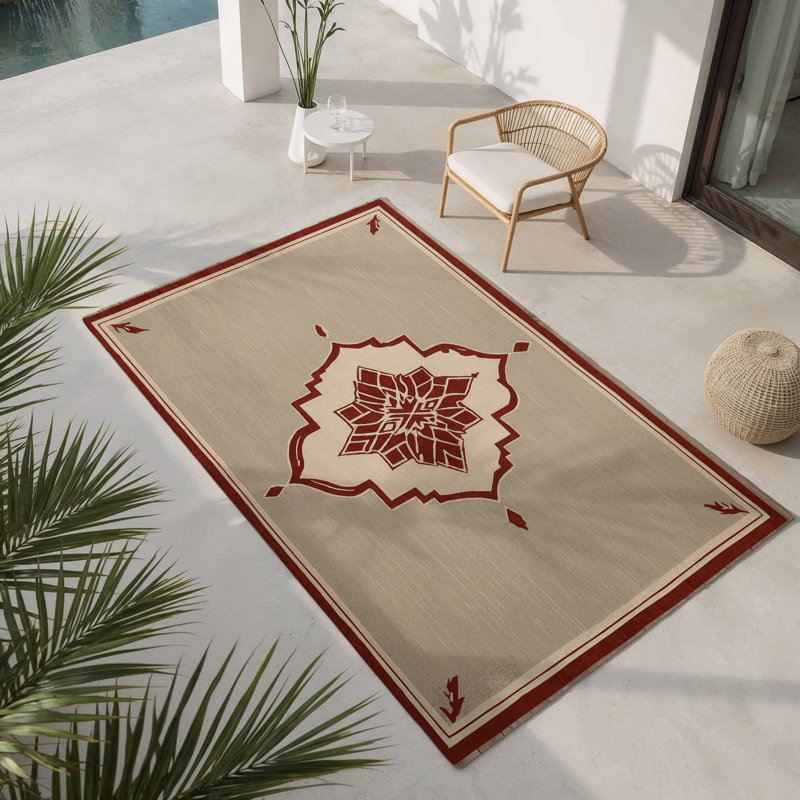 Elemental Grid Indoor And Outdoor Area Rug, Rectangle 9' x 12'