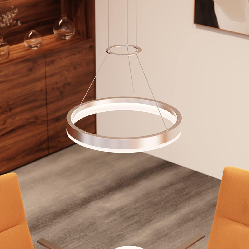 Corona 1-Light LED Unique / Statement Chandelier, 2" H x 16" W x 16" D, Bright Satin Aluminum, 3000K