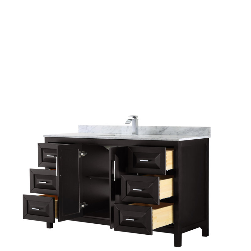 Daria 60" Single Bathroom Vanity Set, White, Polished Chrome, 60"