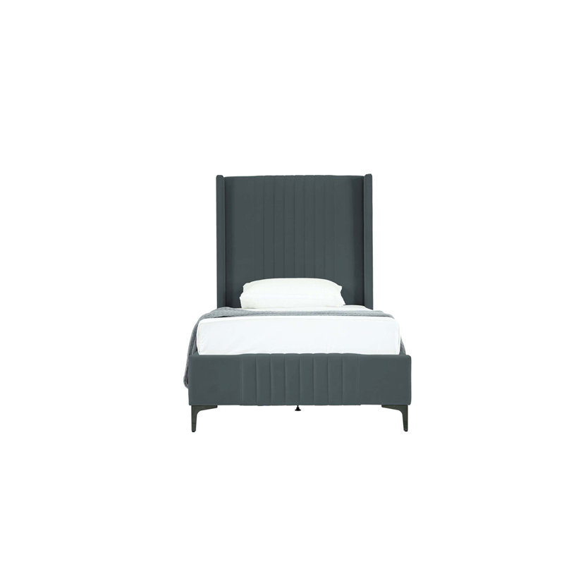 Lit simple tapissier Promenade, gris, Simple