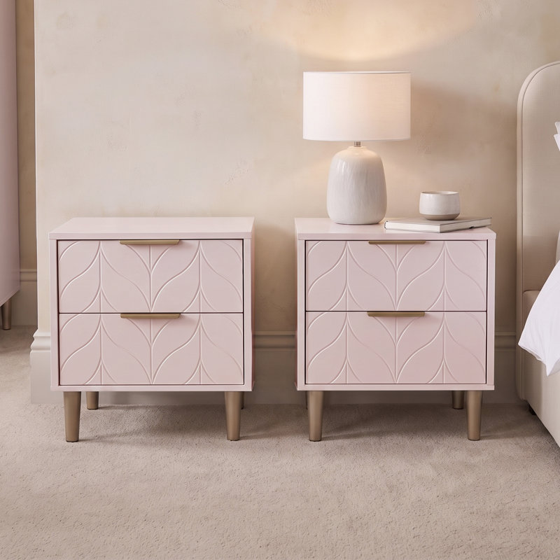 Adams Bedside Table, Pink, Set of 2