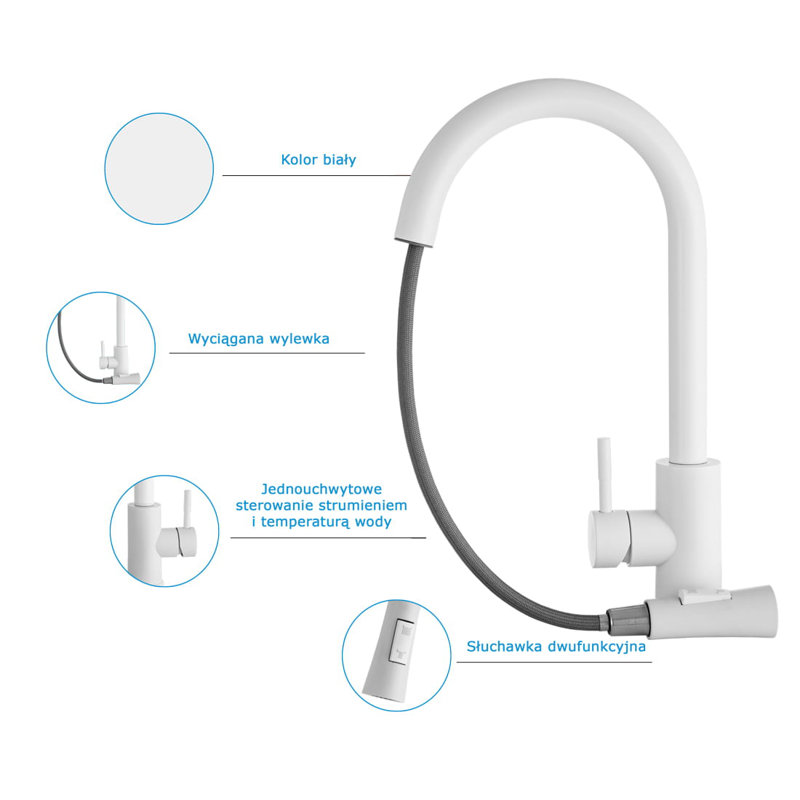 Belfry Kitchen Tabyana Kitchen Faucet, White