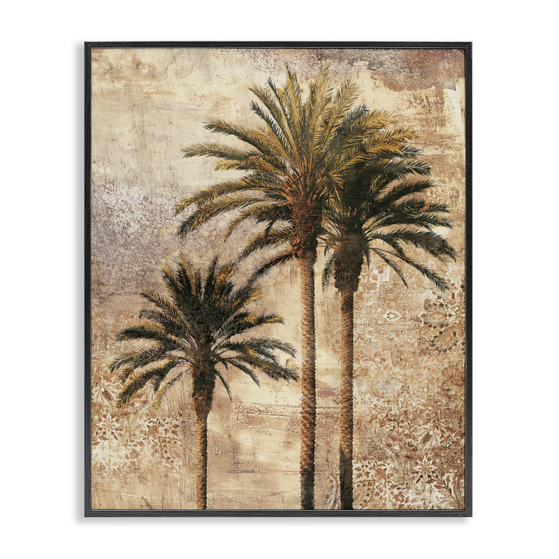  Rustic Vintage Palms Framed Giclee Art by Elizabeth Wright, Giclée encadrée noir minuit, H 30 po x l 24 po