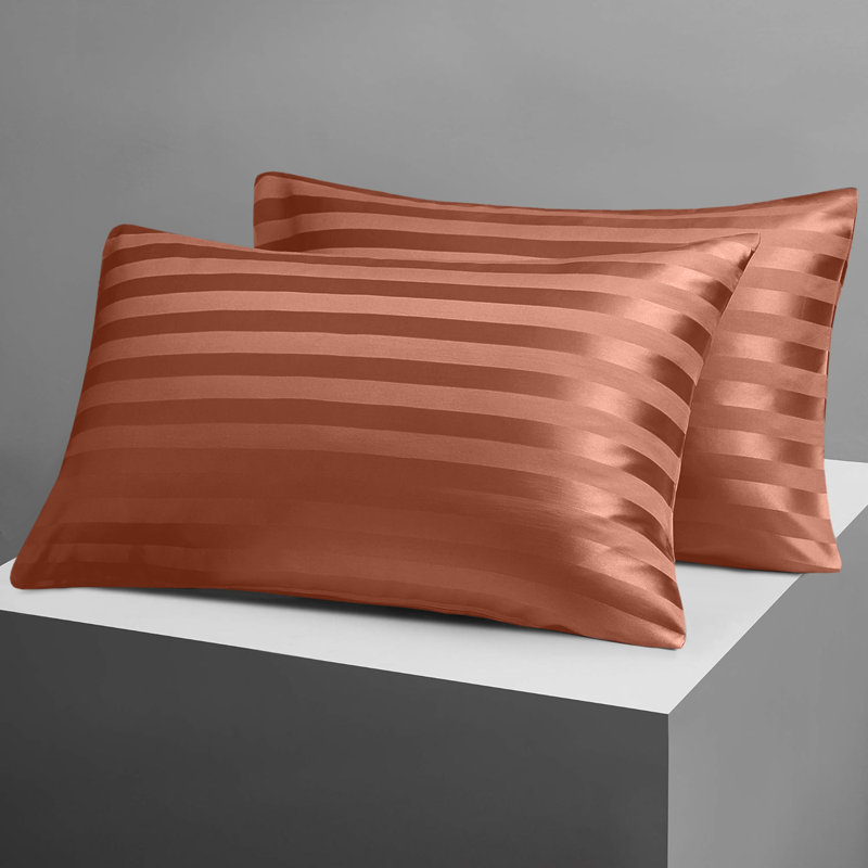 Luxury Stripe Standard Pillowcase - Set of 2, Rust