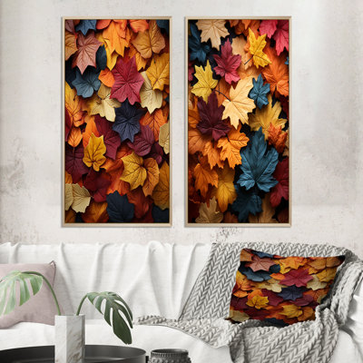 " Leaves Autumn Palette Muted " 2 - Pieces
