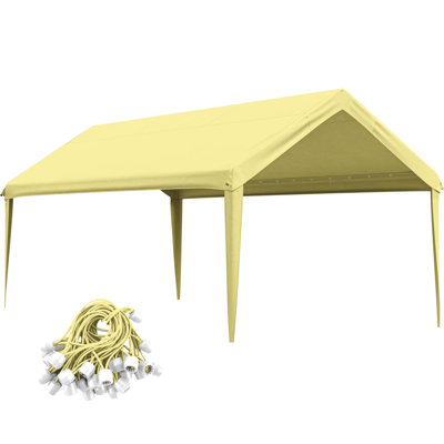 10 X 20 Ft Carport Canopy Cover Replacement With Bungees, 600D Oxford Fabric With PU Coating, Water-Resistant & UV Protection, Tear-Resistant, For Vehicle, Boat & Equipment Protection (Frame Not Included)