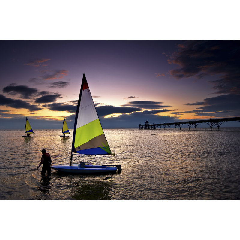 Clevedon Boats - Wrapped Canvas Print, 30cm H x 46cm W