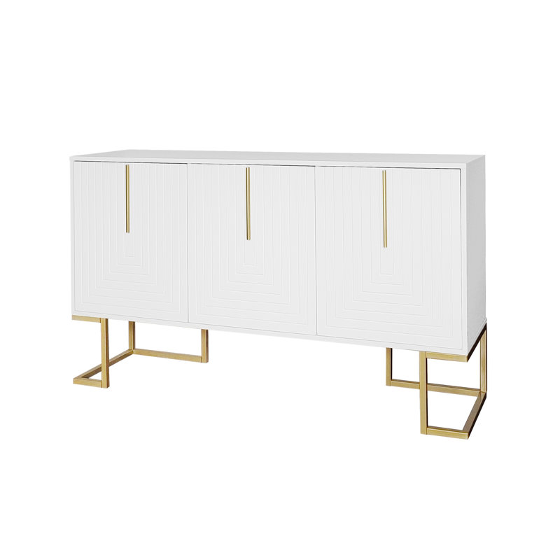 Buffet Sideboard With 3 Doors And Mental Legs, White