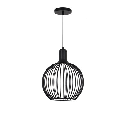 Luminaire suspendu cage sphérique à DEL Orland - noir mat - l 12 po x H 15,25 po