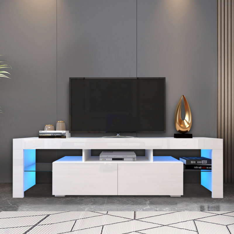 Meuble télé moderne, 20 lumières DEL avec télécommande