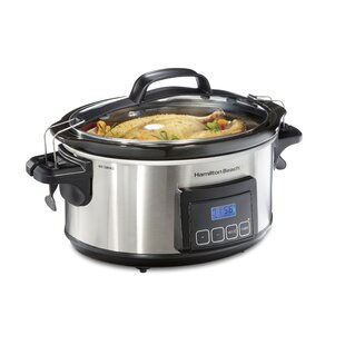 Hamilton Beach 33861 Portable Programmable Slow Cooker, Dishwasher Safe  Crock, 6 Qt, FlexCook Dual Digital Timer/2 Heat Settings, Lid Lock for Easy  Travel, Silver