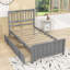 Lit plateforme simple en bois 2 tiroirs avec tête de lit-1099158646