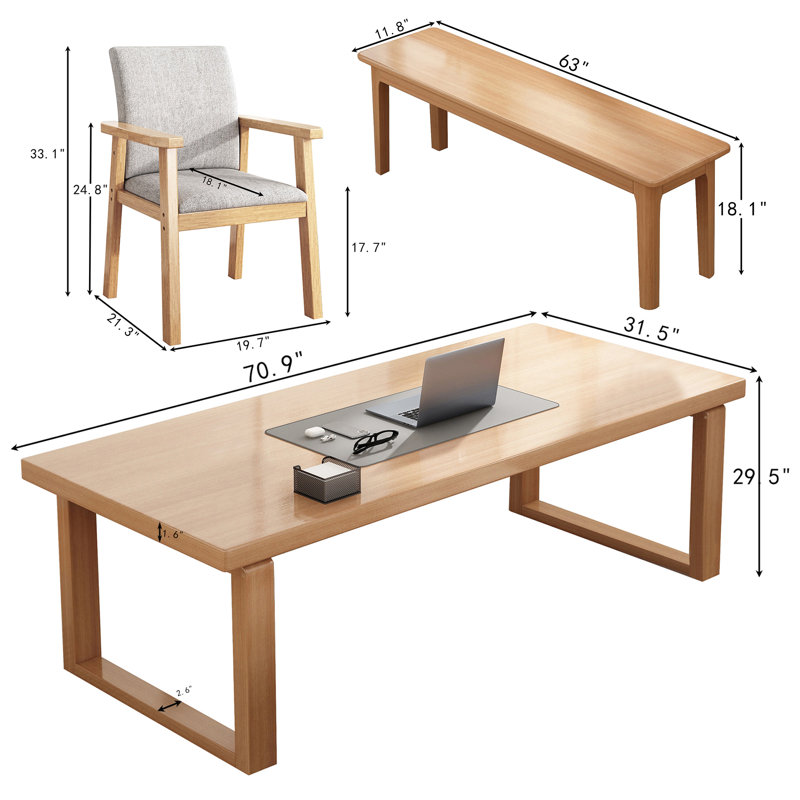 Rectangle Computer Desk Set Executive Desk Wooden Writing Desk Office Set Dining Table Set