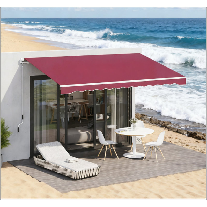 Auvent rétractable pour patio, abri pare-soleil avec manivelle, auvent extérieur réglable et durable