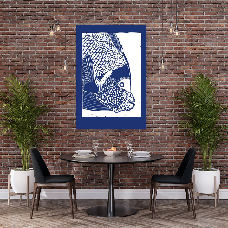 Indigo, poisson tropical, poisson, nature, art mural, 60" H x 40" W