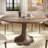 Dark Walnut Tone Solid Wood Round Dining Table Floral Shape 4-8 Seats-785957609