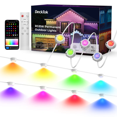 DeckTok 60-Light Smart Permanent Outdoor RGB String Lights,IP67 Waterproof Eaves Light