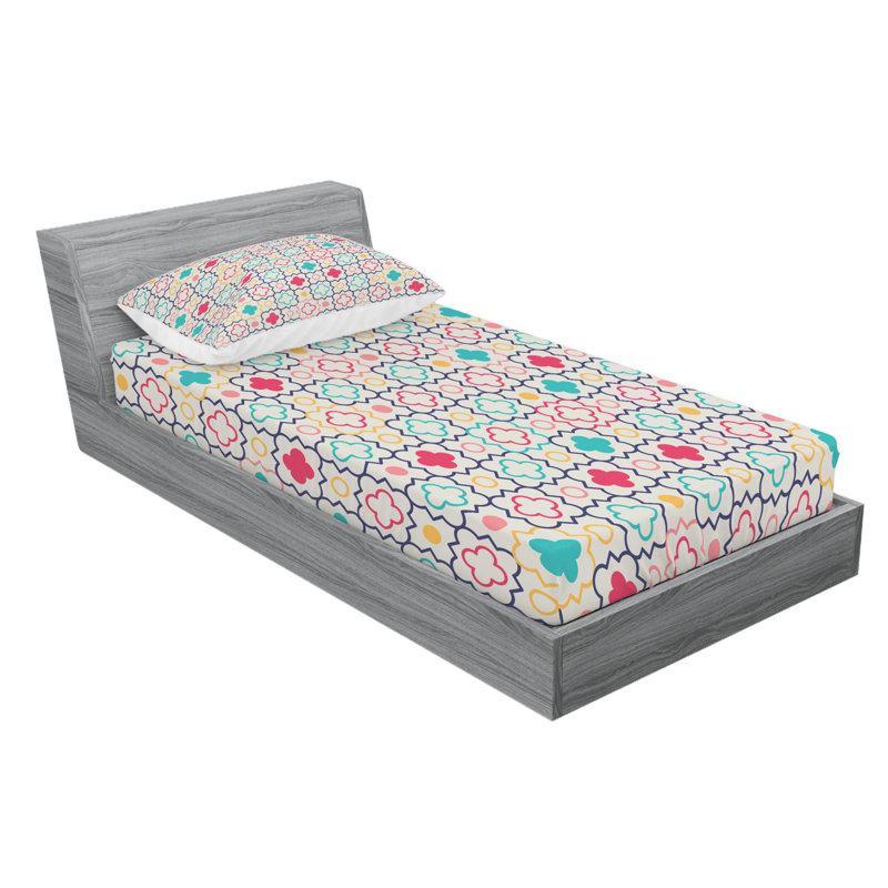 Ensemble de draps en microfibre Quatrefoil, Ensemble de draps pour lit simple avec drap-housse, Rouge