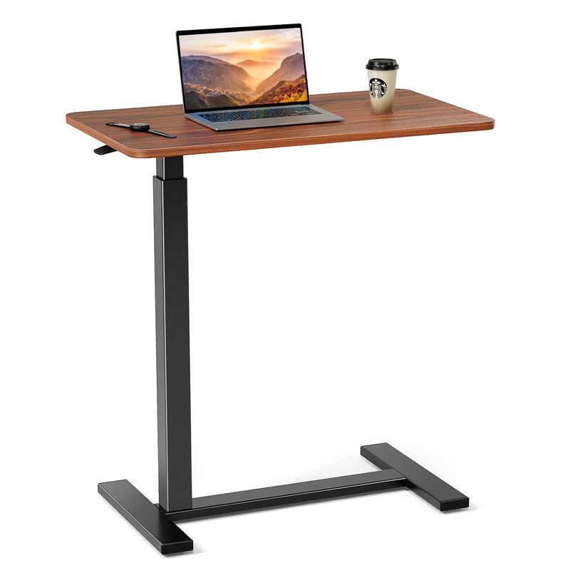 Multi-Function Adjustable and Movable Overbed Table with Hidden Casters, Brown/Black