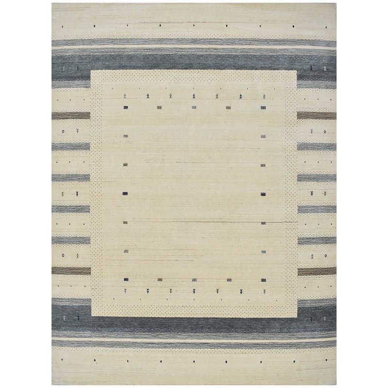 Wool Area Rug in Gray, Rectangle 9' x 12'