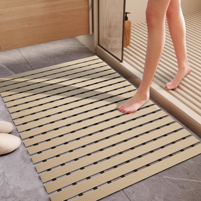 Tapis de douche sans ventouse pour douche intérieure et extérieure, tapis de douche en caoutchouc robuste pour personnes âgées