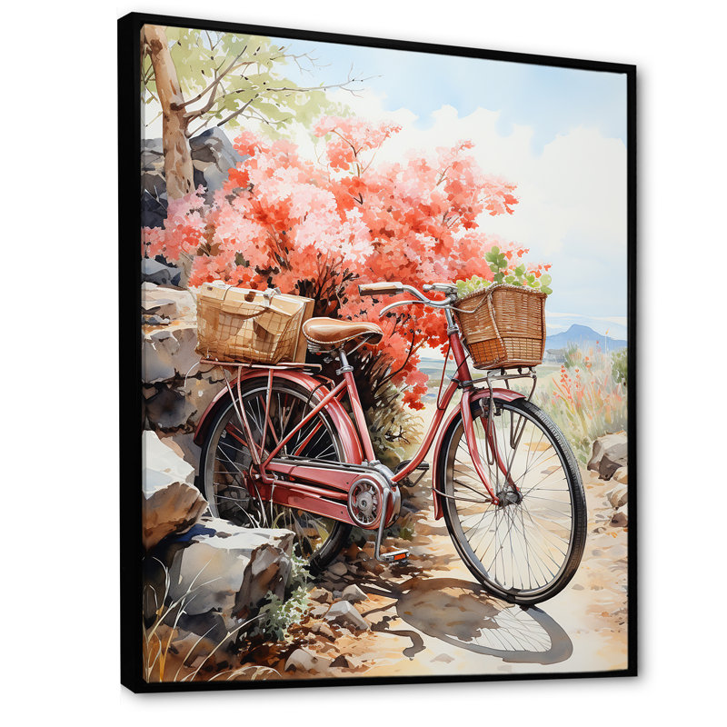 Corail de bicyclette sur toile, H 32 po x l 24 po x P 1 po, Cadre flottant noir