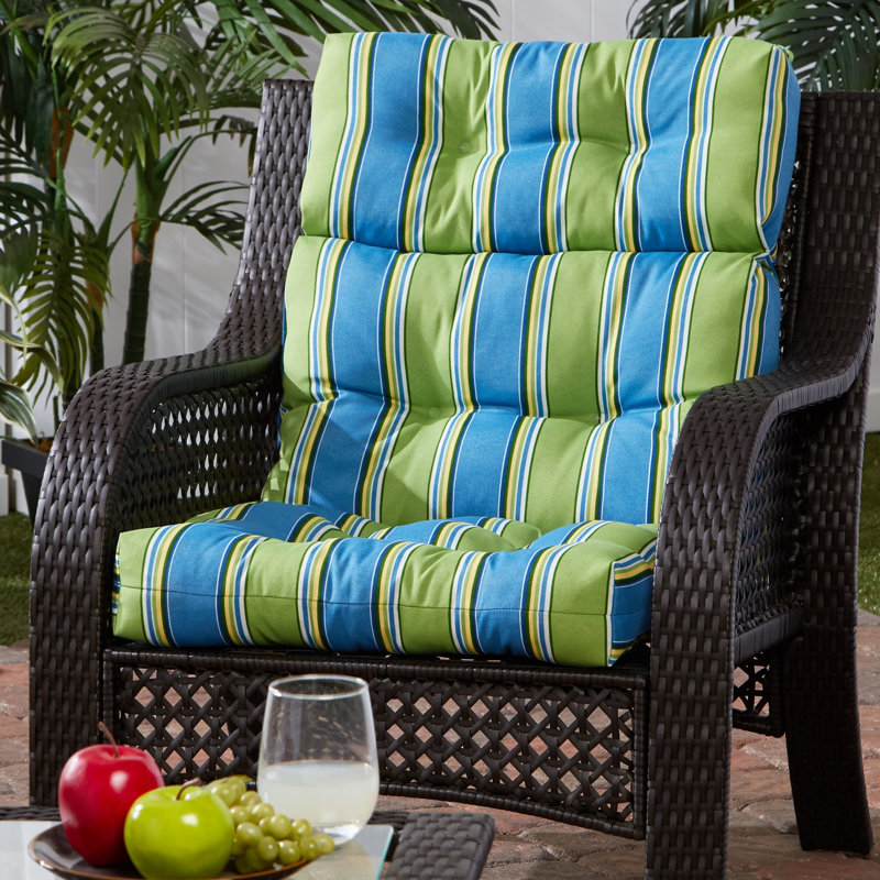 Lester Outdoor High Back Chair Cushion, Cayman Stripe, 1