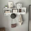 Portemanteau mural blanc avec tablette, portemanteau mural avec crochets et tablette de rangement pour vestibule