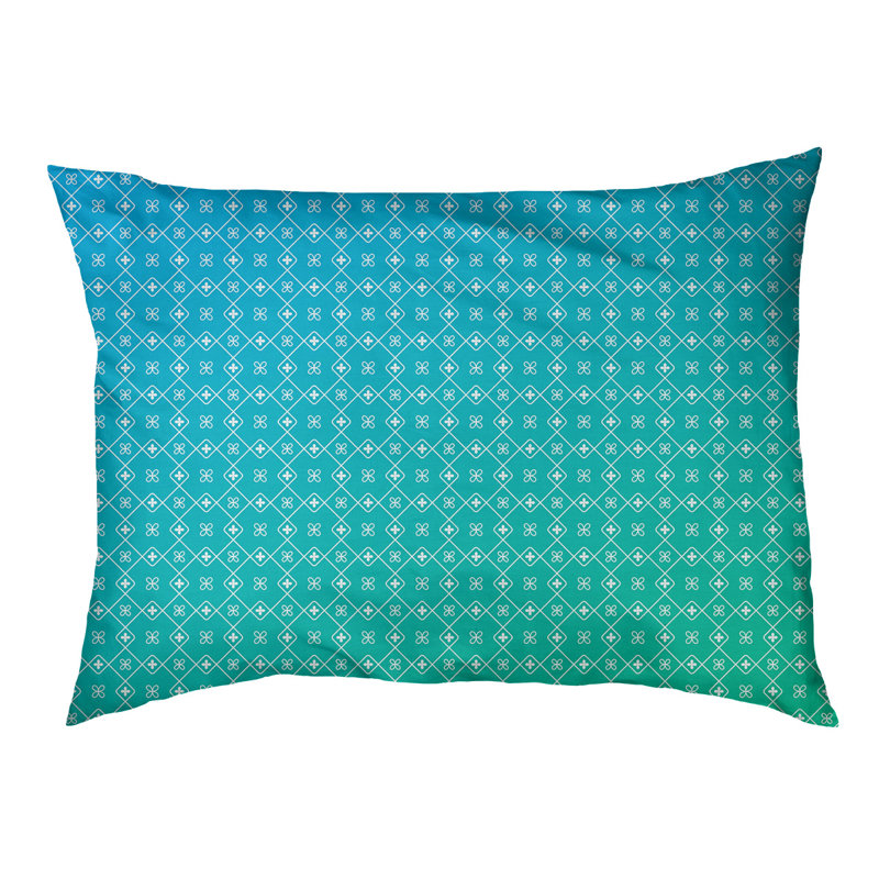 Coussin Campion, Grand - L 52 po x l 42 po, Vert / bleu sarcelle / blanc