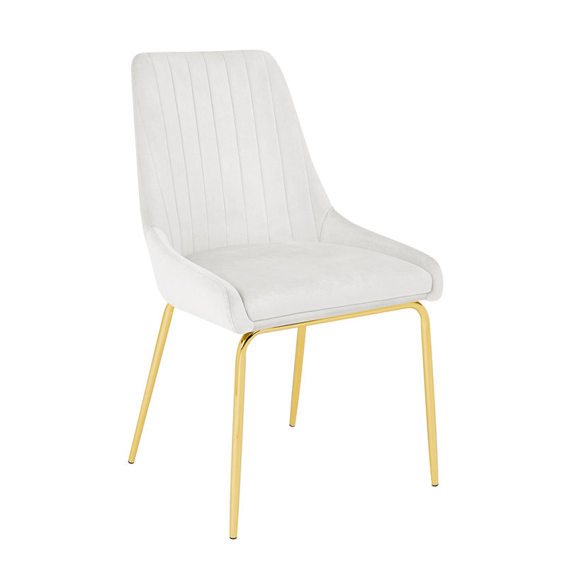 Chaise d'appoint rembourrée Postway, Blanc, Doré