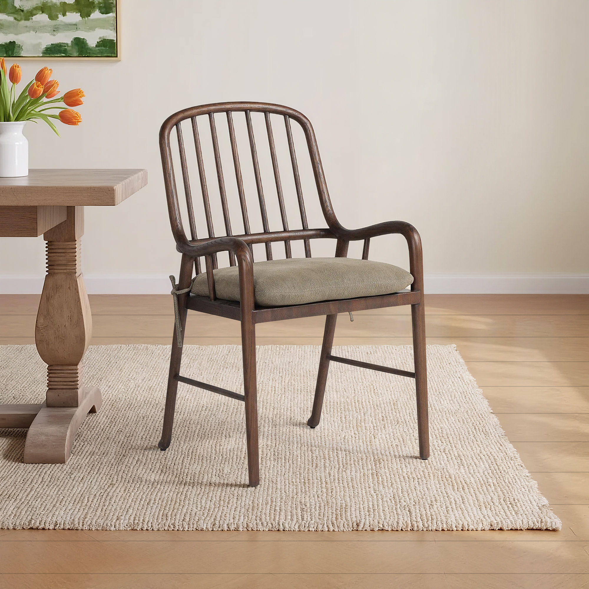 Brenna Dining Chair With Cushion, Broadway Olive