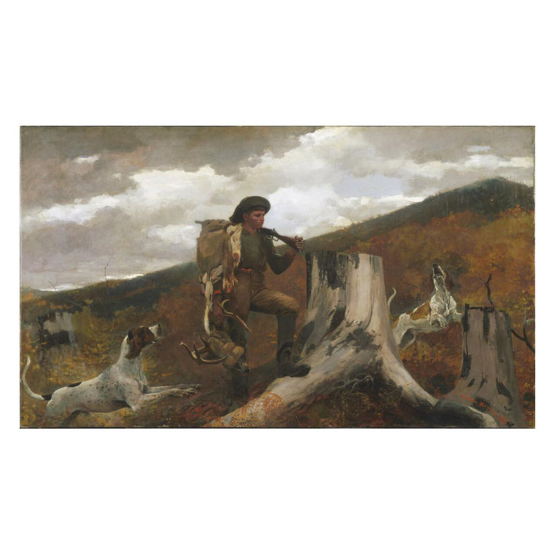 «A Huntsman and Dogs» par Winslow Homer - Impression giclée, H 22 po x l 28 po