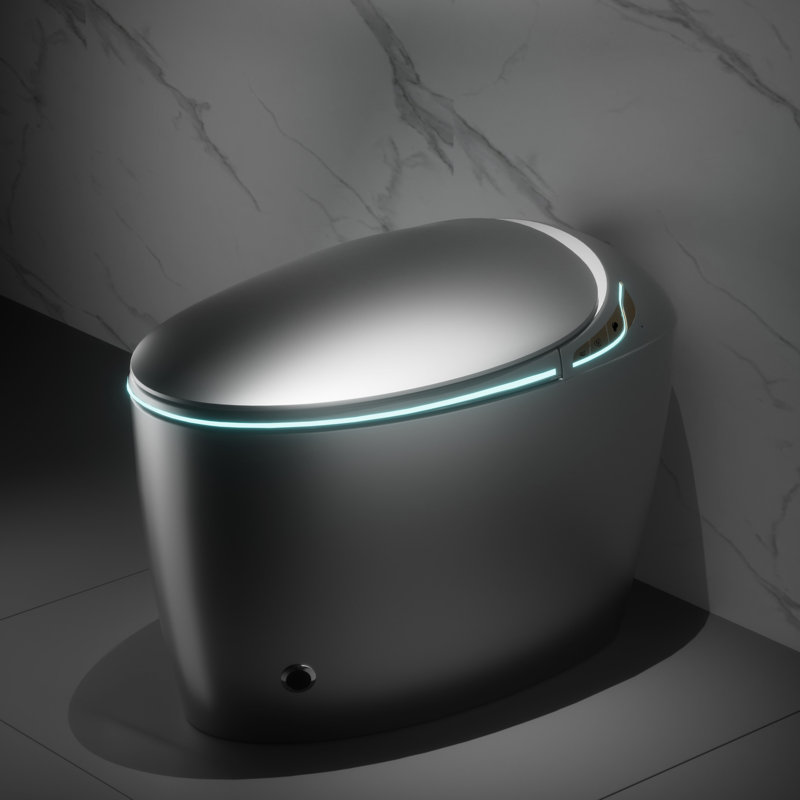 Smart Toilet With Innovative Technology, Auto Open/Close Seat, Foot Sensor, Grey Bathroom Advanced Toilet, Sleek Design