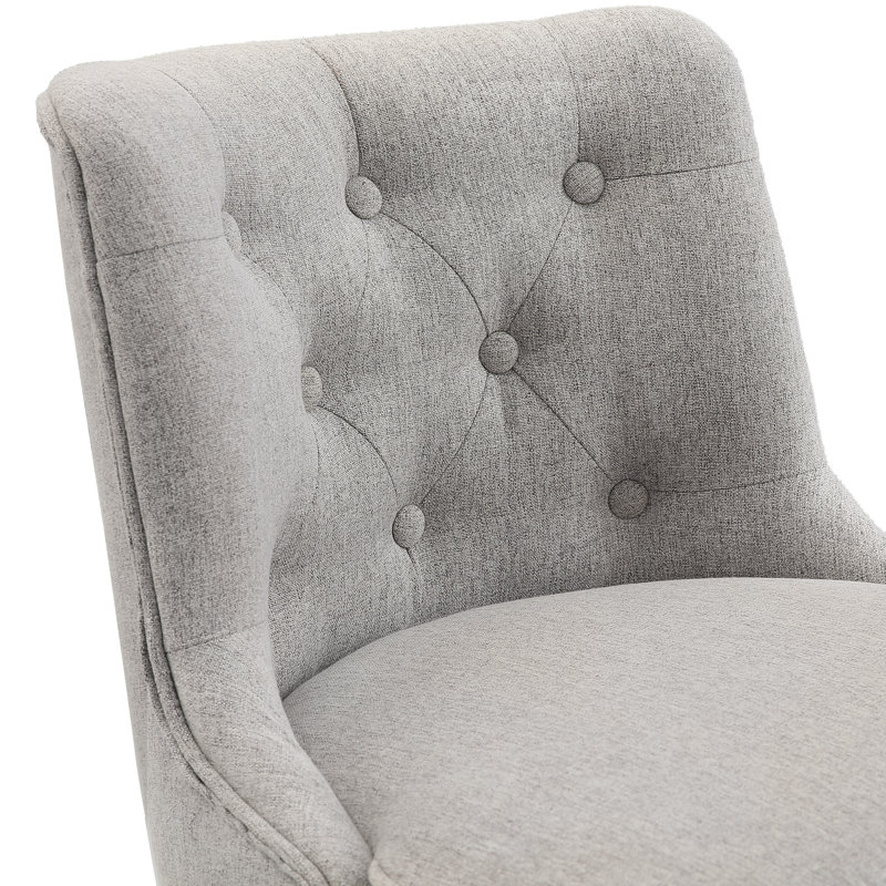 Tabouret de comptoir pivotant de 25,98 po Bianny, Gris / mélange de lin