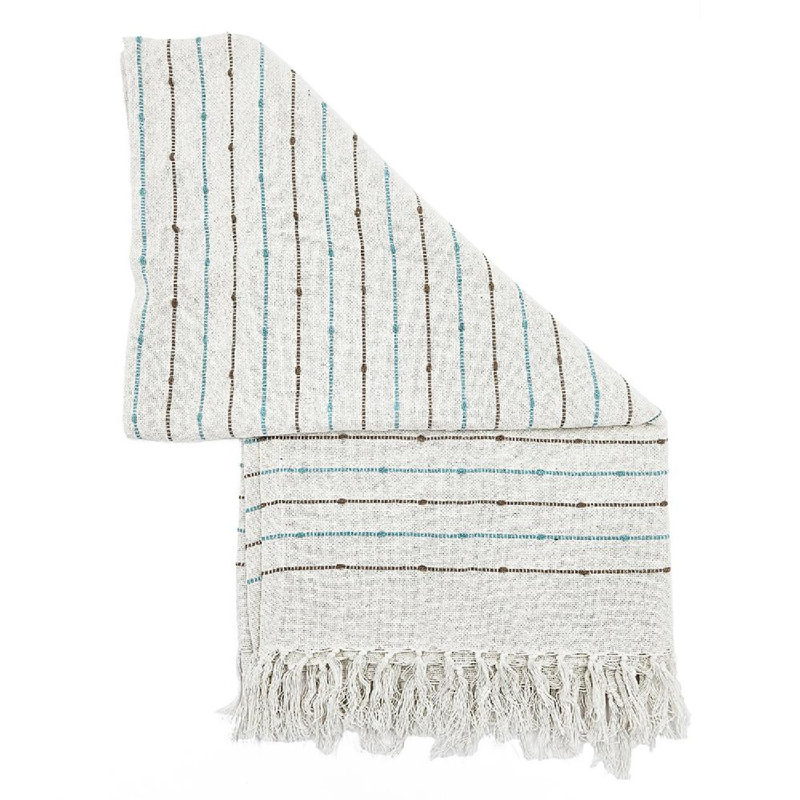Set of 2 Multicolored Striped Cotton Throw Blankets with Tassels