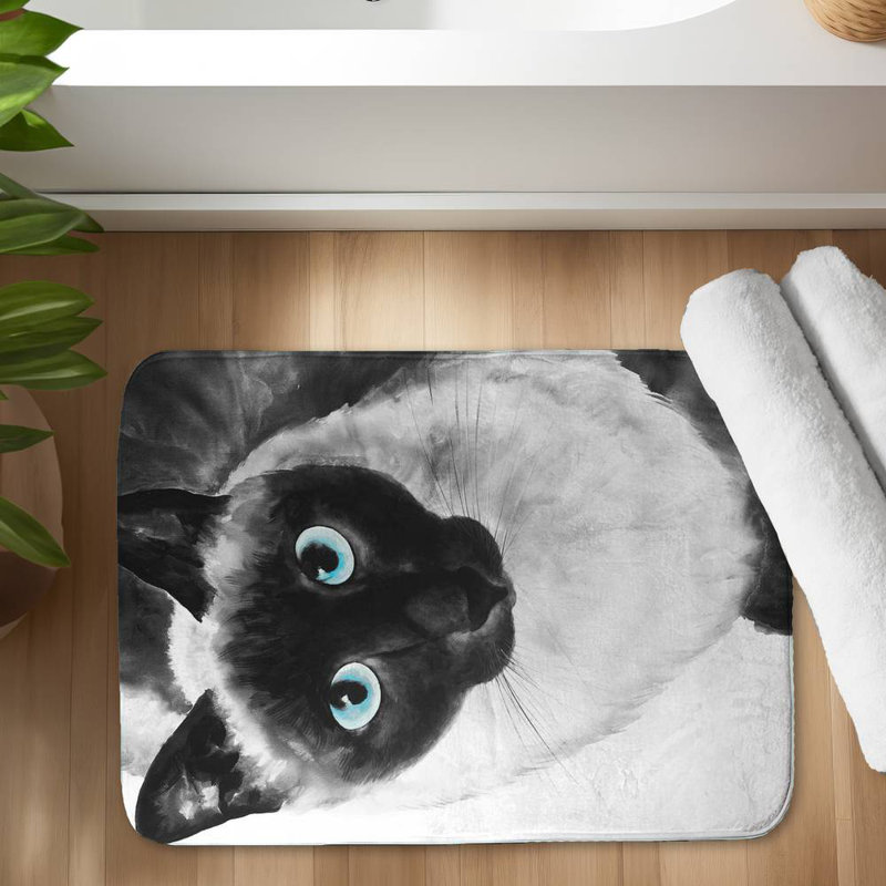 Blue eyes siamese cat Bath Mat with Non-Slip Backing - Quick Dry Memory Foam Bathroom Rug - Absorbent - Modern Plush Spa-Style - Machine Washable
