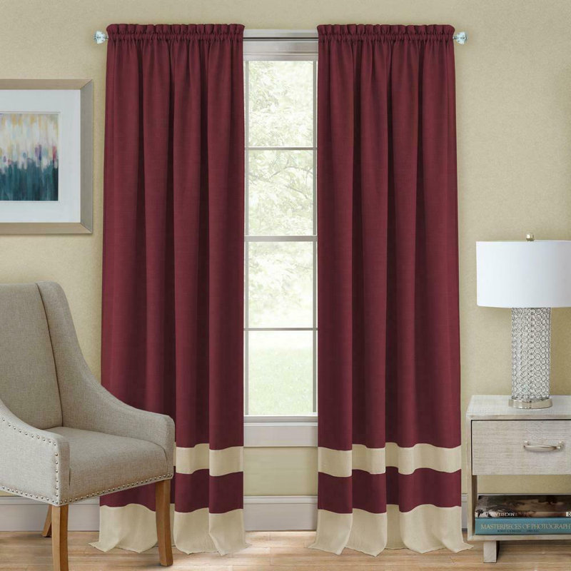 Rideau semi-diaphane avec passe-tringle Renken, 52 po x 84 po, Bourgogne