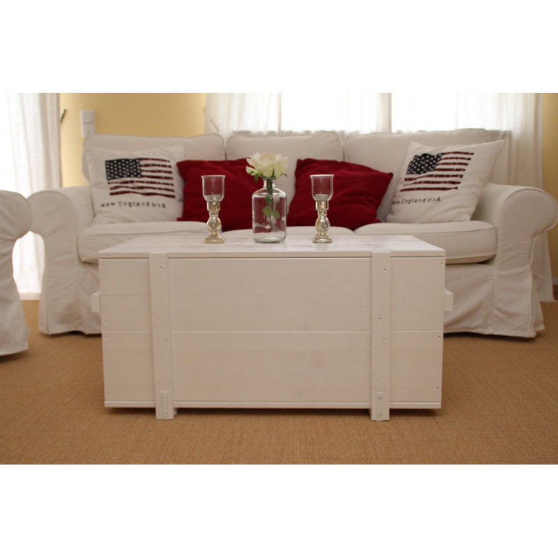 Jase Solid Wood Coffee Table, 46cm H x 98cm W x 55cm D, White