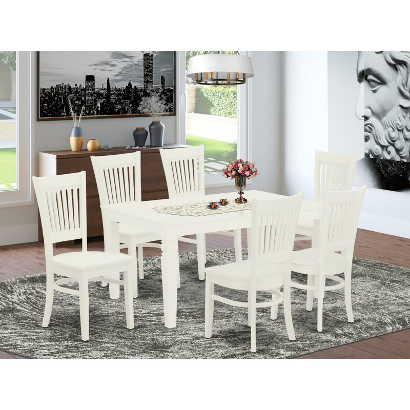 Ensemble de table de salle à manger 7 pièces composé d'une table rectangulaire avec rallonge papillon et 6 chaises de salle à manger