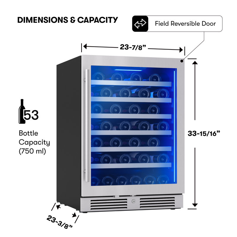Zephyr Presrv 24" 53-Bottle Single Zone Wine Cooler