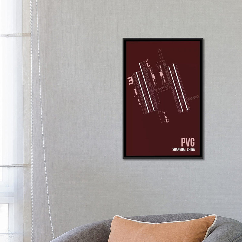 « pvg diagram, shanghai » par 08, reproduction d’impression sur toile, H 26 po x l 18 po x P 1,5 po, Toile encadrée noire