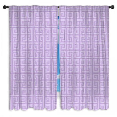 Rideaux de fenêtre lavande avec clé grecque transparent et obscurcissant - 2 panneaux