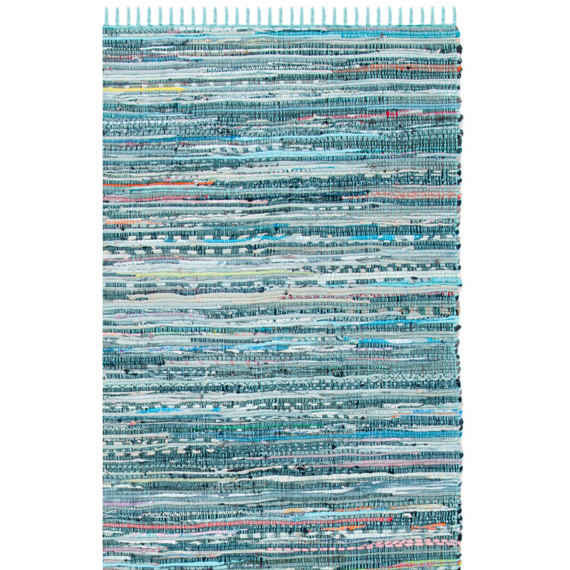 Tapis rayé en coton tissé à la main Fales Rag, Rectangle 2 pi 6 po x 4 pi