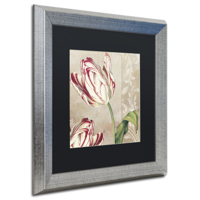 «Peppermint Tulips I» par Jadaya, impression encadrée, Noir, H 16 po x l 16 po x P 0,5 po, Toile avec cadre argenté